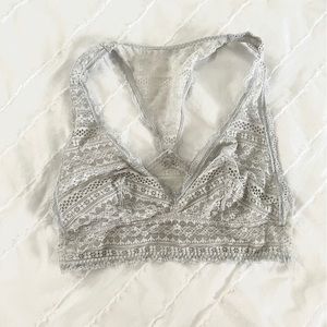 Victoria's Secret Gray Lace Racerback Bralette Small